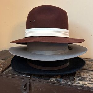 Stylish Women's Fedora Hat Trio - Chocolate, Charcoal, and Midnight